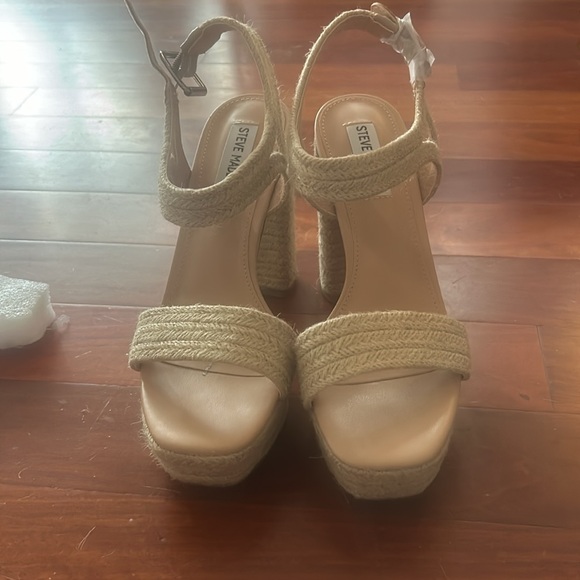 Steve Madden NEW Raffia platform sandals tan size 8 - Picture 5 of 6